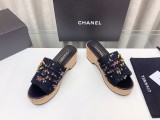 超話題!Chanelシャネル23Ss木目調ウォータープラットフォームスリッパ