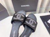 Chanelシャネル偽物23Ss ビッグダブルC ウールワードスリッパ