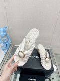 Chanelシャネル偽物23Ss 新作 クロスストラップ ラウンドバックル スリッパ
