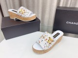 大人気Chanelシャネル23Ss木目調ウォータープラットフォームスリッパ