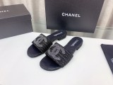 Chanelシャネル偽物23Ss ビッグダブルC ウールワードスリッパ