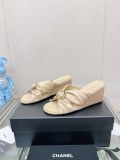 Chanelシャネル23Ss 新作 クロスストラップ ラウンドバックル スリッパコピー