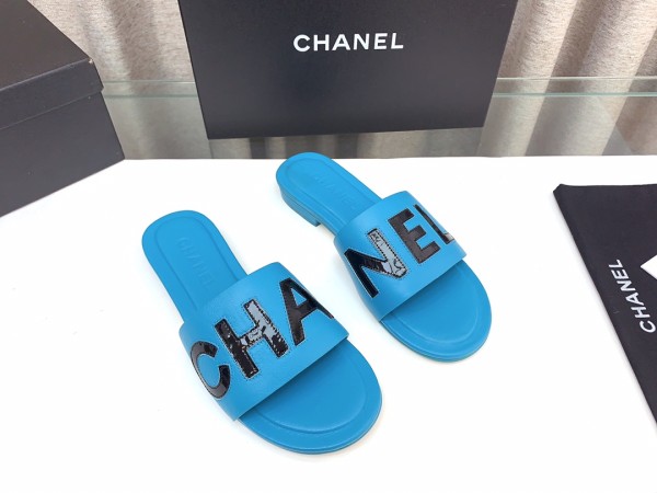 Chanelシャネル23Ss レターバックル フラットスリッパコピー