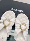 Chanelシャネル偽物23Ss 新作 クロスストラップ ラウンドバックル スリッパ