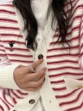 使い勝手良し ディオール 激安偽物 ストライプのVネックカーディガン