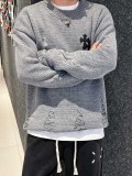 日本未入荷 クロムハーツ n級品 胸の皮に刺繍ウール混紡ニットセーター