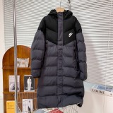 追跡付 ナイキ コピー 連帽の小さなロゴプリントのパッチワークロングダウンジャケット2色