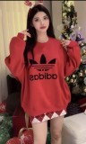 超奇跡の入荷☆ アディダス 激安偽物 クリスマスニューイヤーレッドホルターネックブラックプリントベビースエード