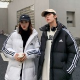 一目惚れ♪ アディダス 偽物通販 クローバークラシックピュアカラー3本バーダウン綿入れ厚手綿入れ男女カップルコート2色