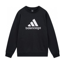 【話題商品！】 アディダス コピー BALENCIAGA連名Adidasアディダス刺繍LOGO丸首衛衣2色