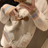 超話題! ロエベ  スーパーコピー 牛角ボタン突き出しカラーカーディガン