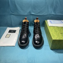 日本未入荷 グッチ n級品 新品のビジネスブーツは全頭層の牛革エンボスの古典的な菱格子模様工芸