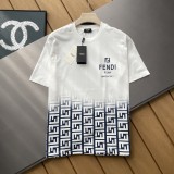 日本未入荷フェンディ n級品 2024春先の新型ダブルFデジタルグラデーションプリント男女同純綿丸首半袖Tシャツ2色