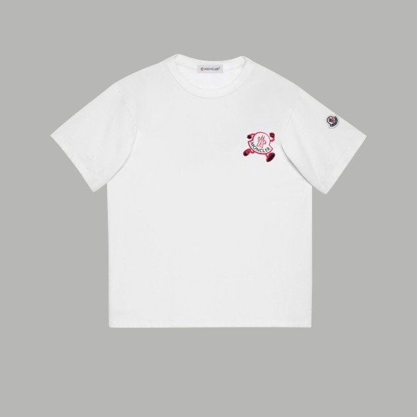 新作 モンクレール 激安偽物 春夏2024 SS走り小人ロゴパッチワーク刺繍小標半袖Tシャツ