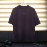 追跡付 バレンシアガ コピー 純色アルファベット高密度刺繍丸首半袖Tシャツ