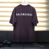 追跡付 バレンシアガ コピー 純色アルファベット高密度刺繍丸首半袖Tシャツ