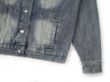 使い勝手良し バレンシアガ n級品 ホットドリル水洗い秋の新作レトロ仕立て古びた臼の穴が開いたアルファベットのゆったりデニムコートブーム男女同型
