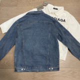 大人気 バレンシアガ コピー Balenciaga新作胸元黒刺繍アルファベットロゴ高品質デニムジャケット2色