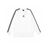 使い勝手良し バレンシアガ コピーおすすめ BALENCIAGA連名アディダスクローバーストライプLOGOプリント丸首長袖Tシャツ