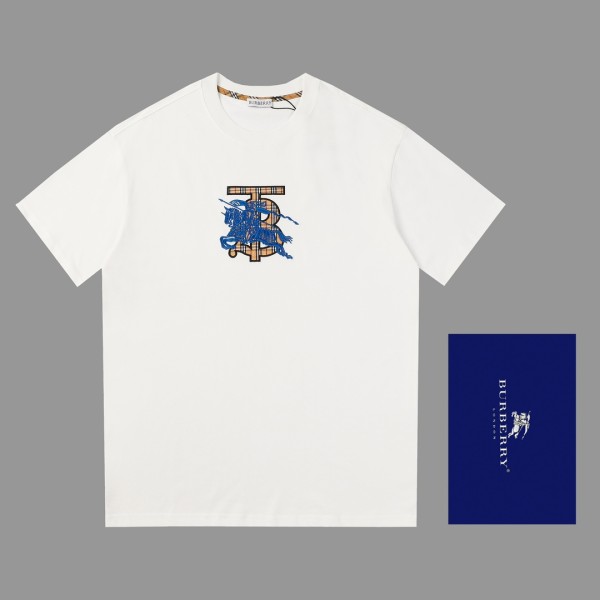 追跡付 バーバリー 激安偽物 格子貼付布加戦馬立体刺繍工芸半袖Tシャツ