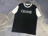 一目惚れ♪ セリーヌ スーパーコピー 2024春夏新作パッチワークカラーロゴ丸首半袖Tシャツ2色