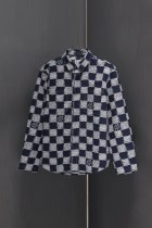 高品質 ディオール n級品 24 SSブルーチェッカー開襟長裏地Si全幅Damier Rushジャカード