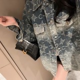 高品質 セリーヌ コピーおすすめ 24 ss春先のドライプリントデニムゆったりコート