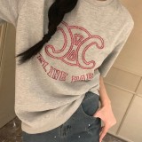 新作 セリーヌ 激安偽物 高温ドリル半袖Tシャツ幅ドリルスリムストレートデニムパンツ