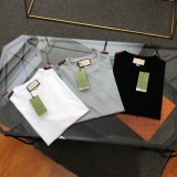累積売上総額第１位！グッチ n級品 2024新作ロゴ刺繍織りリボンラウンドネック半袖Tシャツ