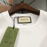 累積売上総額第１位！グッチ n級品 2024新作ロゴ刺繍織りリボンラウンドネック半袖Tシャツ