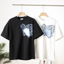【限定】 ディオール n級品 新作オールドフラワーハートプリントシリーズコットン半袖Tシャツ2色