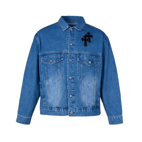 追跡付 クロムハーツ コピーおすすめ ダークブルー限定クロスデニムジャケット
