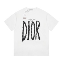 新作 ディオール 偽物通販 アルファベット手描きプリントTシャツ