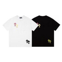 超奇跡の入荷☆ クロムハーツ コピーおすすめ 限定白黒立体植毛クロスカジュアル半袖Tシャツ2色