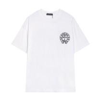 新作 クロムハーツ 偽物通販 2024春夏新型馬蹄十字プリントオードリル半袖Tシャツ