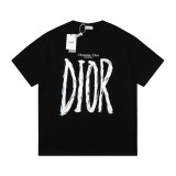 追跡付  ディオール コピーおすすめ アルファベット手描きプリントTシャツ