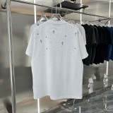 超話題! クロムハーツ 激安偽物 2024 ss新作メタルクロス満天スタードリルカップルカジュアル半袖Tシャツ