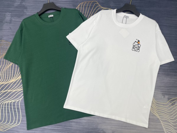 大人気 ロエベ コピーおすすめ 2024春夏新作刺繍ロゴラウンドネック半袖Tシャツ2色