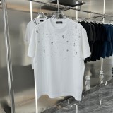 超話題! クロムハーツ 激安偽物 2024 ss新作メタルクロス満天スタードリルカップルカジュアル半袖Tシャツ