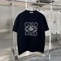 稀少 ロエベ 激安通販 2024 ss早春ランウェイ柄カジュアルカップル半袖Tシャツ