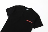 新作 プラダ n級品 24春夏新作胸元赤ゴムロゴラウンドネック半袖Tシャツ2色