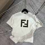 累積売上総額第１位！フェンディ コピー 2024春夏新作ダブルF刺繍精密刺繍ラウンドネック半袖Tシャツ2色