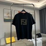 累積売上総額第１位！フェンディ コピー 2024春夏新作ダブルF刺繍精密刺繍ラウンドネック半袖Tシャツ2色