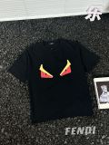 高品質 フェンディ n級品 24ss サマーインプ アイズ プリント ラウンドネック 半袖 Tシャツ