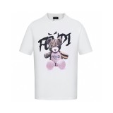 ★超人気 フェンディ激安通販 夏の新作漫画クマプリントラウンドネック半袖Tシャツ