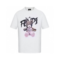 ★超人気 フェンディ激安通販 夏の新作漫画クマプリントラウンドネック半袖Tシャツ