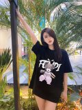 大人気 フェンディコピー 夏の新作漫画クマプリントラウンドネック半袖Tシャツ