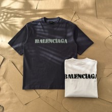 稀少 バレンシアガ スーパーコピー 2024春夏新作ファジーレタープリントクルーネックTシャツ2色