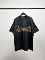 追跡付 バレンシアガ コピーおすすめ メンズ＆レディース ライトニングプリントレター半袖Tシャツ