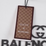高品質 バレンシアガ GUCCI×BALENCIAG 2024SS春夏ブランドダブルGの文字歯ブラシ刺繍半袖Tシャツ